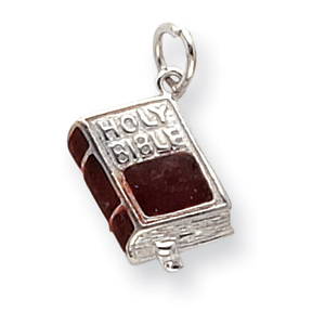 Enameled Holy Bible Charm 3/8in - Sterling Silver
