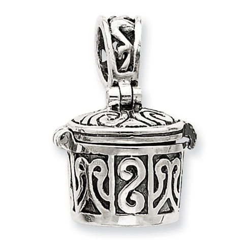 Sterling Silver Round Prayer Box Pendant