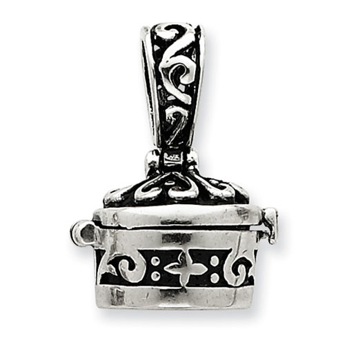 1/2in Round Prayer Box Pendant - Sterling Silver