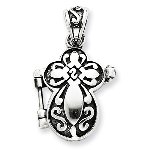 3/4in Cross Prayer Box Pendant - Sterling Silver