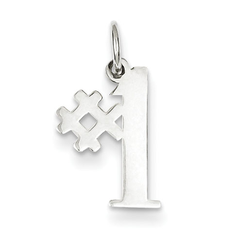 Sterling Silver 1/2in #1 Charm