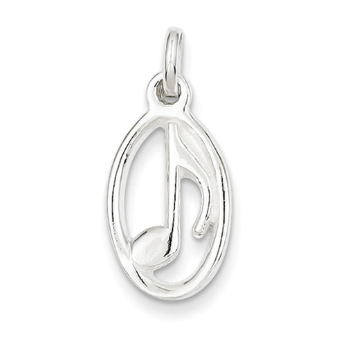 Sterling Silver Oval Music Note Charm