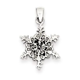 Antiqued Snowflake Pendant Small Sterling Silver