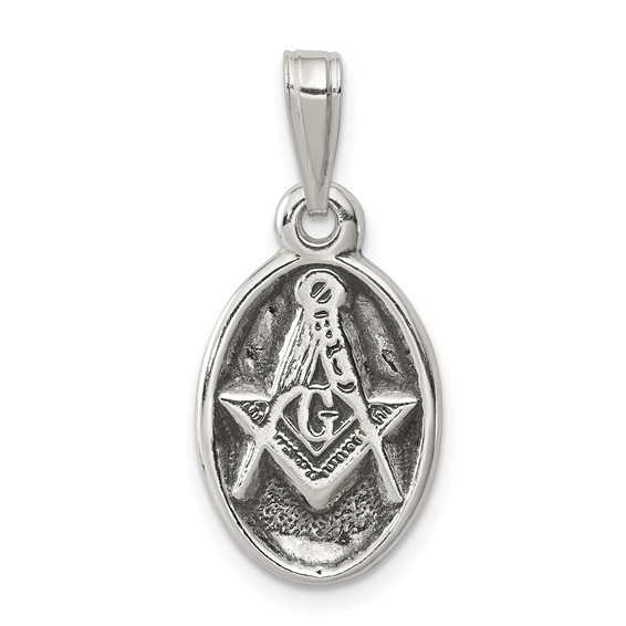 Sterling Silver 5/8in Antiqued Masonic Charm