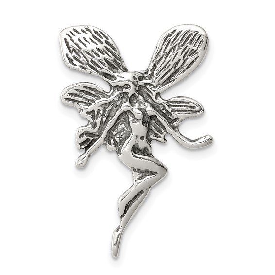 Sterling Silver 1 1/8in Antiqued Fairy Pendant