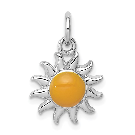 Sterling Silver 1/2in Yellow Sun Charm