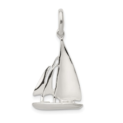 Sterling Silver 3-D Sailboat Charm
