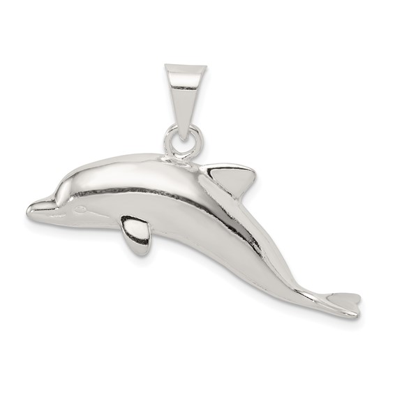 Sterling Silver Dolphin Pendant with Open Back