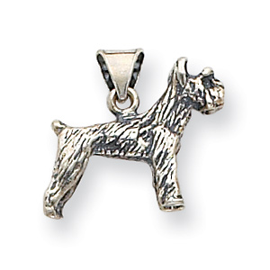 Sterling Silver 5/8in Antiqued Dog Charm