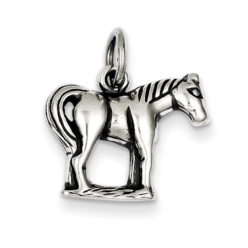 Sterling Silver 1/2in Antiqued Horse Charm