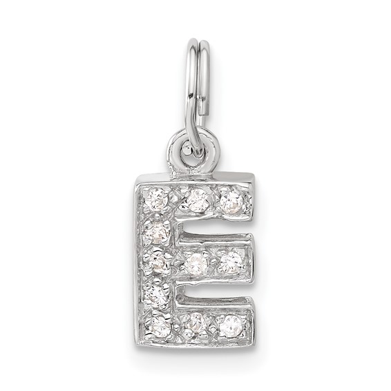 Sterling Silver CZ Initial E Charm