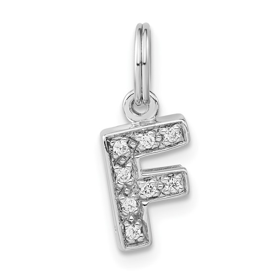 Sterling Silver CZ Initial F Charm
