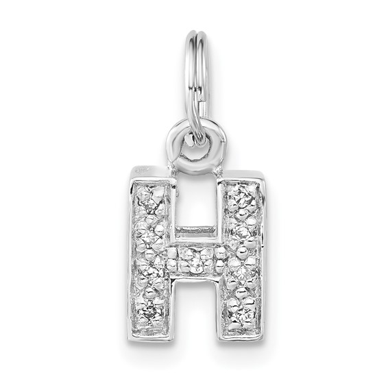 Sterling Silver CZ Initial H Charm