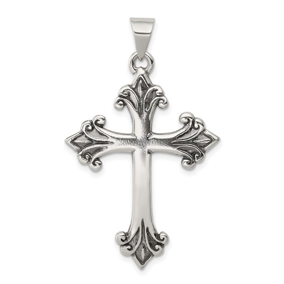 Men's Cross Pendant 1 3/8in Antiqued Sterling Silver