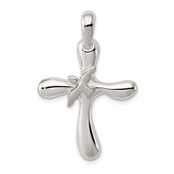 Sterling Silver 1 1/2in Cross with Dove Pendant