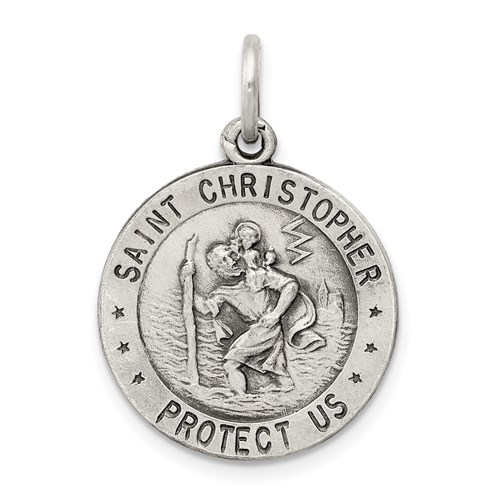 Sterling Silver 3/4in U.S. Coast Guard St Christopher Medal