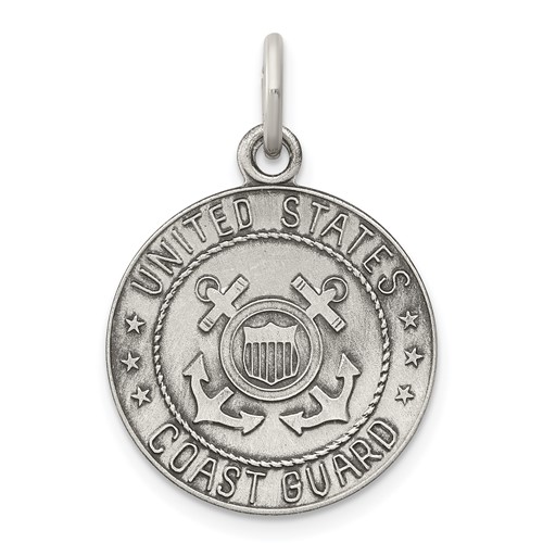Sterling Silver U.S. Coast Guard Pendant 5/8in