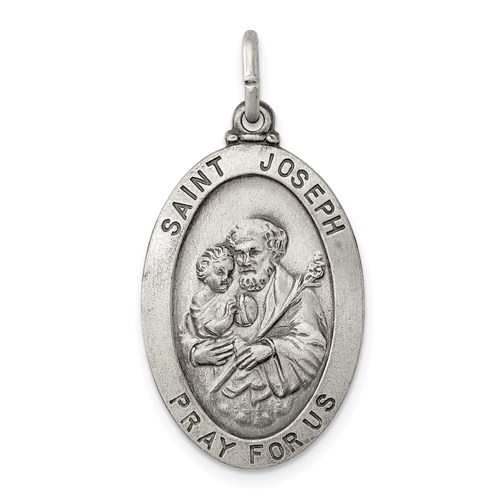 Sterling Silver 1in Oval St. Joseph Medal