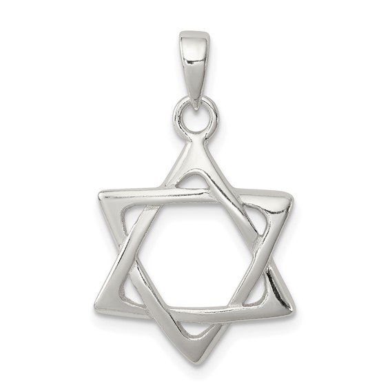 13/16in Geometric Star Of David Pendant - Sterling Silver