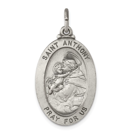 Sterling Silver 1in Engravable Oval St. Anthony Medal