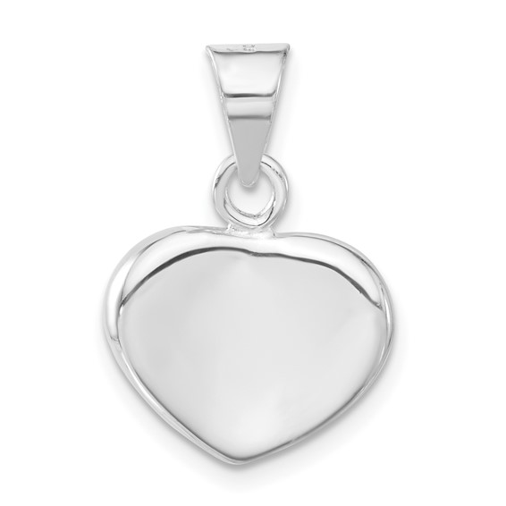 Sterling Silver Polished Flat Heart Charm 1/2in