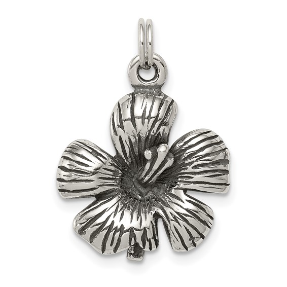 Sterling Silver Antique Hibiscus Flower Charm