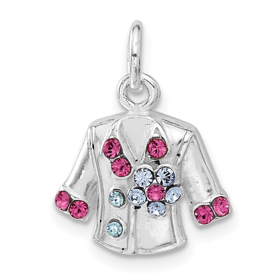 Sterling Silver Multi-colored Crystal Jacket Charm