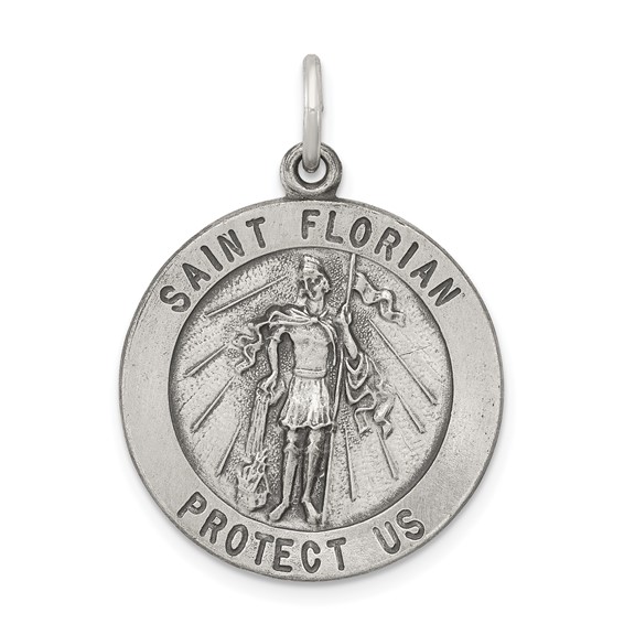 Sterling Silver 7/8in St. Florian Medal