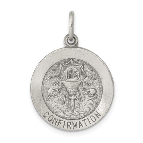 Confirmation Medal Charm 3/4in - Sterling Silver