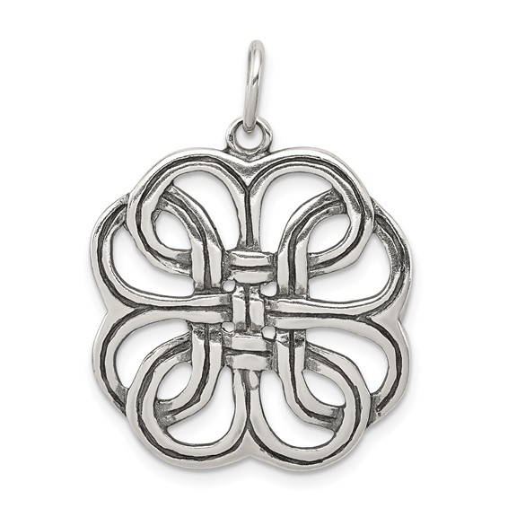 Sterling Silver Celtic Knot Pendant Antiqued Finish 1in