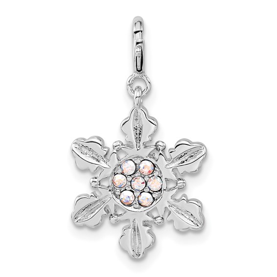 Sterling Silver Snowflake with Aurore Boreale Crystal Charm
