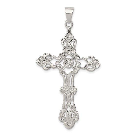 Sterling Silver 2 1/2in Nugget INRI Cross Pendant