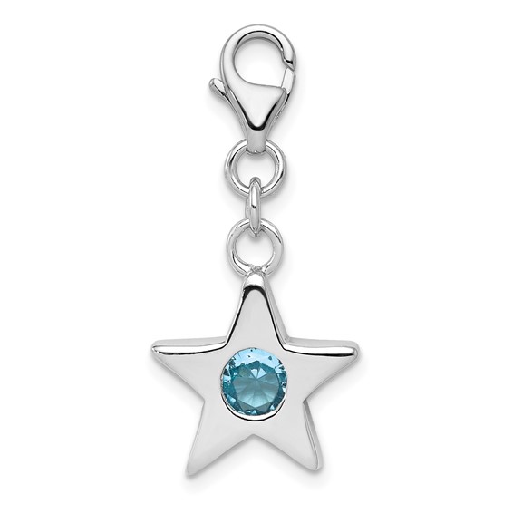 Sterling Silver March CZ Birthstone Star Charm