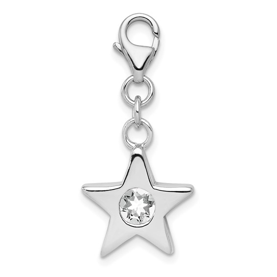 Sterling Silver April CZ Birthstone Star Charm