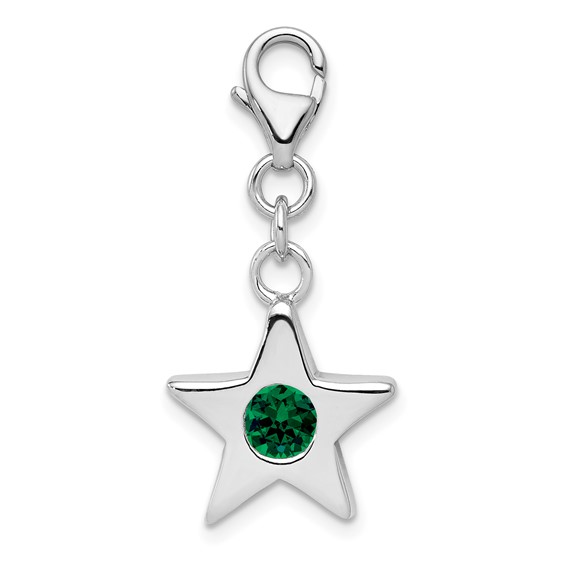Sterling Silver May  CZ Birthstone Star Charm