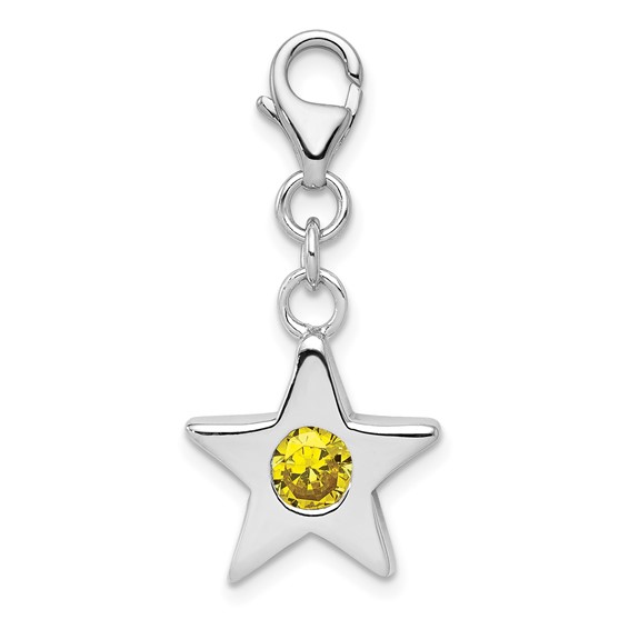 Sterling Silver November CZ Birthstone Star Charm
