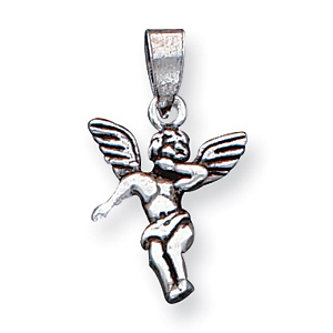 Antiqued Angel Charm 3/4in - Sterling Silver