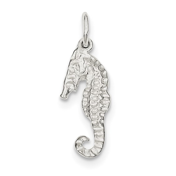 Sterling Silver 3/4in 3-D Seahorse Charm