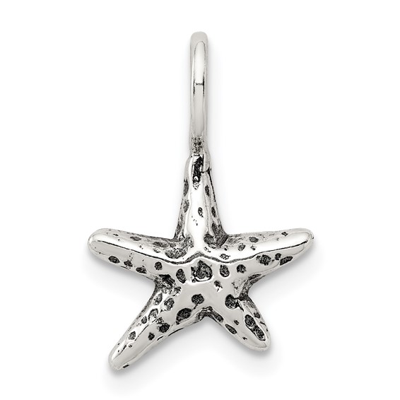 Sterling Silver 1/2in Antiqued Spotted Starfish Charm