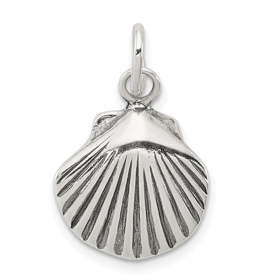 Sterling Silver 5/8in Antiqued Sea Shell Charm