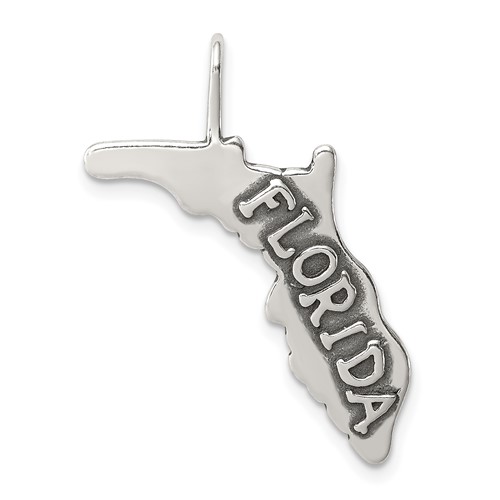 Sterling Silver Antiqued Florida State Charm