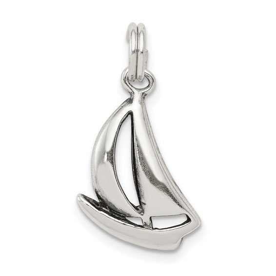 Sterling Silver Sailboat Charm 11/16in