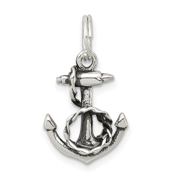 Sterling Silver 5/8in Antiqued Anchor Charm