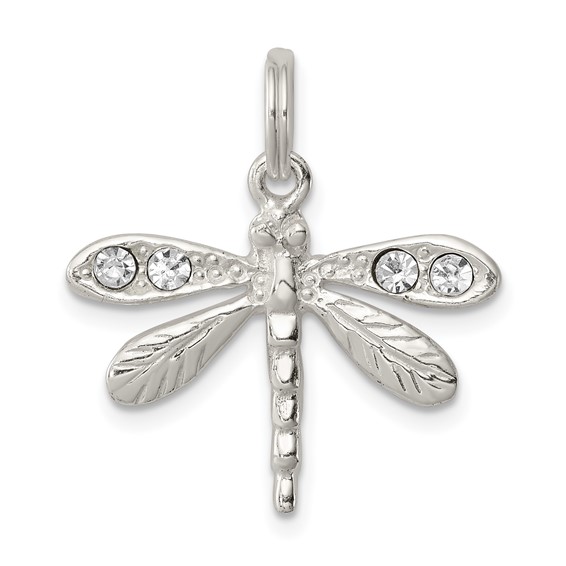 Sterling Silver Crystal Dragonfly Charm
