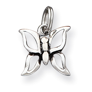 Sterling Silver 1/2in Antiqued Butterfly Charm