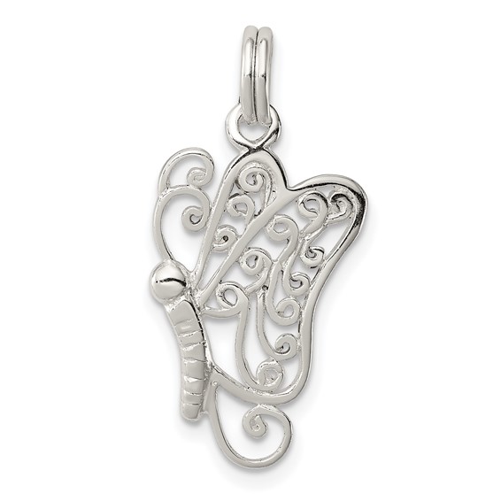 Sterling Silver 3/4in Slender Butterfly Charm