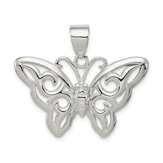 Sterling Silver 3/4in Butterfly Pendant