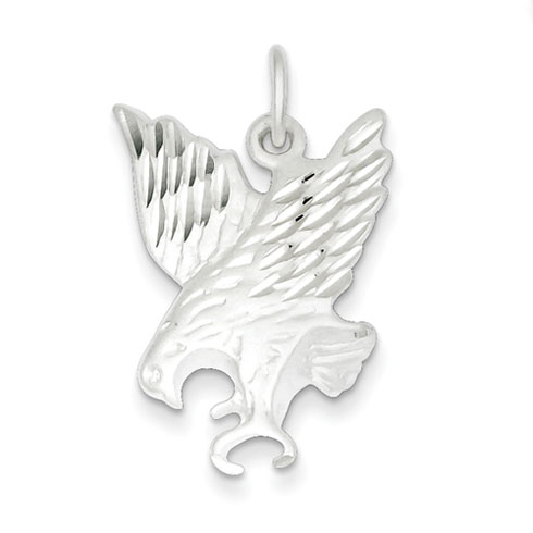 Sterling Silver 1in Diamond Cut Preying Eagle Charm