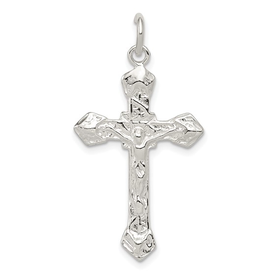 Sterling Silver Budded Crucifix Pendant 1 1/4in