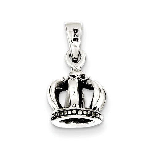 Sterling Silver Antiqued Crown Pendant